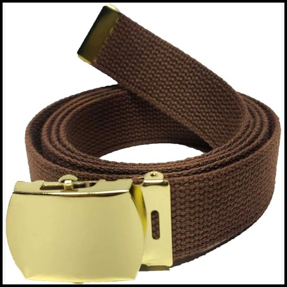 100% Cotton Canvas Military Webbed Belt with Slider Buckle 54\